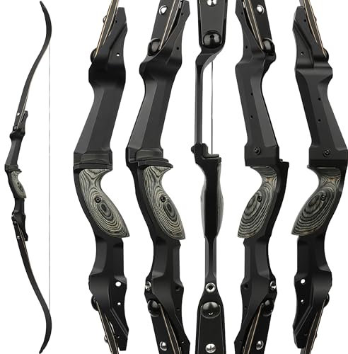 SHARROW Recurvebogen Set Erwachsene 30-65Lbs ILF Bogen Riser Wettbewerbsbogen BogenschießEn Set Jagdbogen Recurve Bogen Links Rechtshänder (Schwarz-Rechtshänder, 64Zoll-45LBS)