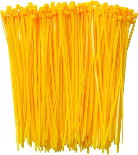 Cable Ties,300mm×7.6mm Heavy Duty with 70 kg Tensile Strength Large UV Resistant Strong Nylon Cable Zip Ties(100 Pieces),Yellow