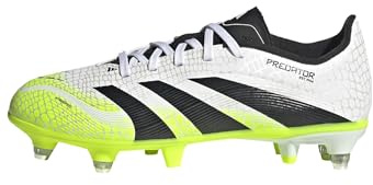 adidas Predator League Soft Ground Football Boots Kids, Scarpe da Calcio Unisex-Bambini, Cloud White/Core Black/Lucid Lemon, 38 EU