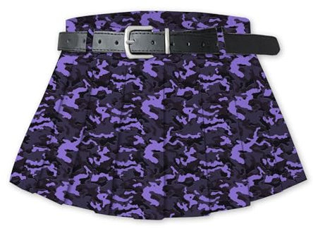 SANGTREE Minigonna a pieghe da donna, con cintura, linea ad A, elasticizzata, Y2k, Viola mimetico, L