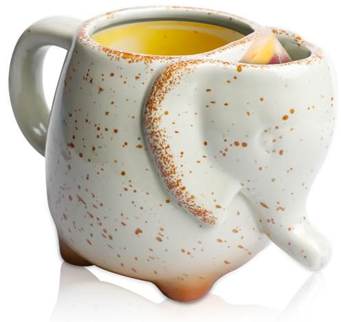 Keramiktasse, Elefantenkopf geformte Tasse 430 ml Teetasse Elefant mit integriertem Teebeutelhalter, 3D-Elefanten-Tasse Teetassen in Tierform für Tierliebhaber, Trinkbecher für Tee und Kaffeetrinker