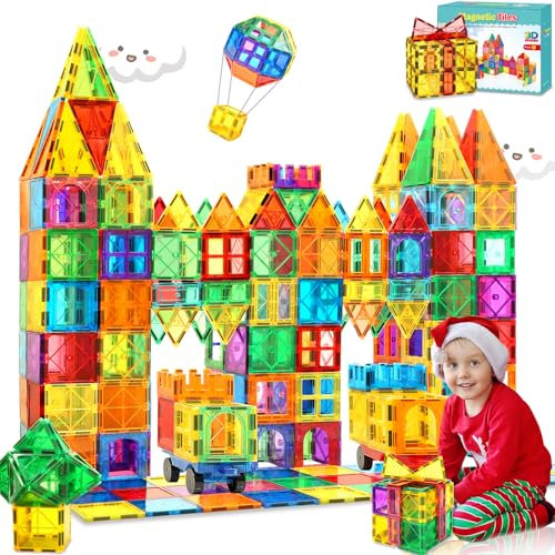 100pcs Magnetische Bausteine Spielzeug ab 3 Jahre Kinder, Magnetbausteine für 4-8 kinder, Montessori STEM-Lernspielzeug Magneten Set Spielzeug Geschenk für Kinder ab 3 4 5 6 7 Jahre Junge Mädchen