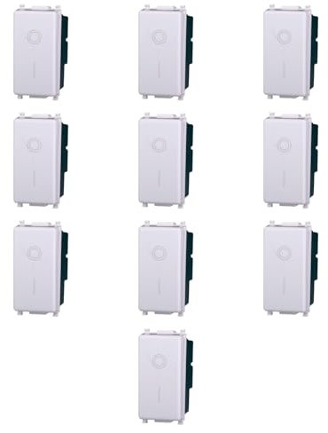 10 MODULI INTERRUTTORE 0-1, BIANCO, COMPATIBILE CON VIMAR PLANA, 2 POSIZIONI, MODULI E FRUTTI 100% COMPATIBILI, MATERIALI DI ALTA QUALITA'