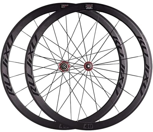 NZVZGKTNTW Rennrad Laufradsatz Rennrad-Radsatz, 700C-Doppelwandfelgen, Carbonfelge, Kassettennabe, V-Bremse, 8-9-10-11-fach, Straight-Pull-Rennradräder Mit Aero-Speichen(Red)