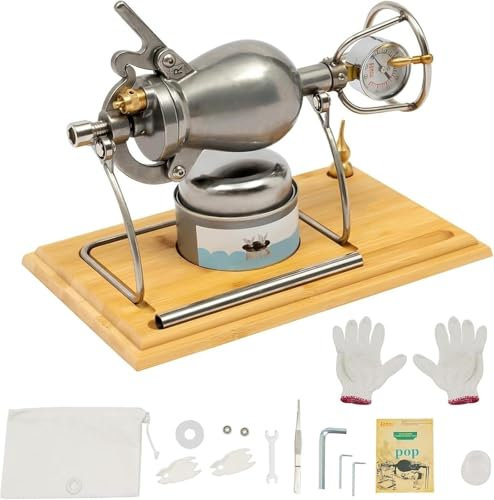 Nostalgia Popcorn Maker Manueller chinesischer Popcorn Maker mit Druckmessgerät, 304 Edelstahl Popcorn Popper für Filmabende und Weihnachtsfeiern (238 ml)