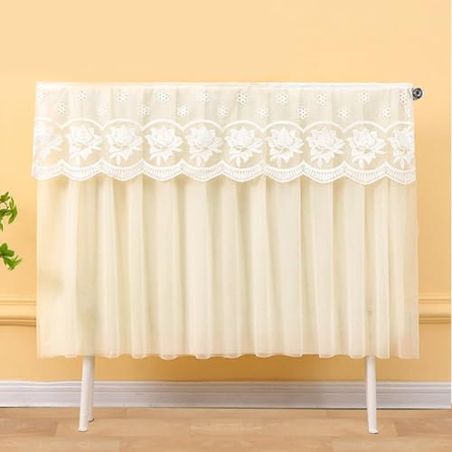 ZiStarlilife Cache-radiateur en dentelle - Protection contre la poussière - Tissu double couche brodé floral - Avec sangles de serrage réglables - Pour décoration d'intérieur - 60 à 180 x 70 cm