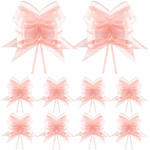 G2PLUS 10PCS Fiocchi Grandi da Regalo Rosa: Fiocco Decorativo da 16 cm, Coccarde Autotiranti Fiocco per Confezioni Regalo, Matrimoni, Compleanni e Natale