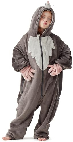 corimori Flauschige Kinder Tier-Kostüme mit Reißverschluss und Haarband (90-150cm Körpergröße)