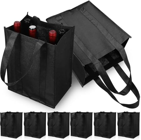 Uonlytech 6 pièces Transporteur pour Bouteilles de Vin Non Tissé Réutilisable avec Compartiments Léger pour Camping Pique- et Voyages 6PCS