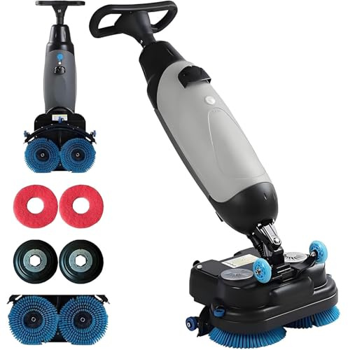 MLYYYDSS Autolaveuse électrique Professionnelle pour sols, polisseuse de carrelage, extracteur de Moquette, Brosse de Nettoyage motorisée, Rotation à 360°, autotractée, Compatible avec Vinyle Grey