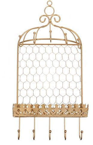 NIYANGLE Wall Mounted Iron Jewelry Display Rack Birds Cage Design, Hanging Jewelry Organizer for Necklaces Earrings, Beautiful Iron Storage Stand for ’ Dressing Table