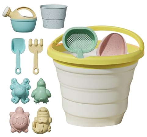 Sandspielzeug, Reise-Grabspielset, Grabewerkzeuge mit Faltbarem Fruchteimer, Tiersandform Spielzeug, Outdoor-Aktivitätsset für Kinder Ab 3 Jahren Outdoor Hinterhof Camping Swimming Pool