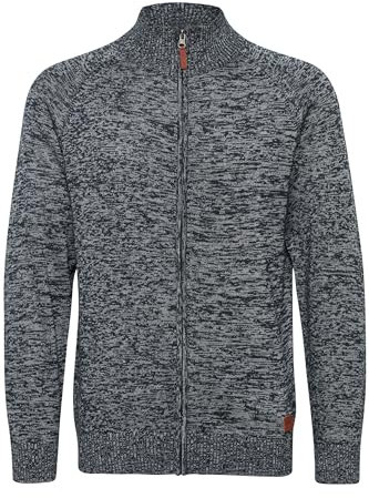 Blend BHDaniri Herren Strickjacke Cardigan Feinstrick mit Stehkragen Reißverschluss Rippbündchen Baumwollmischung Regular fit, Größe:M, Farbe:Navy (70230)