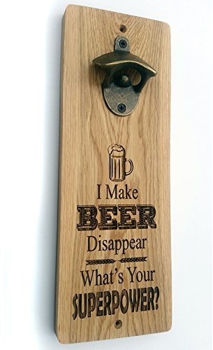 Personalised Wooden Wall Mounted Bottle Opener Bar Pub Beer BBQ