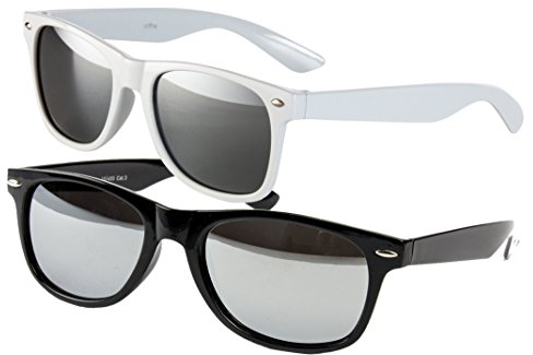 Ciffre 2 er Set EL-Sunprotect® Sonnenbrille Nerdbrille Brille Nerd Voll Verspiegelt