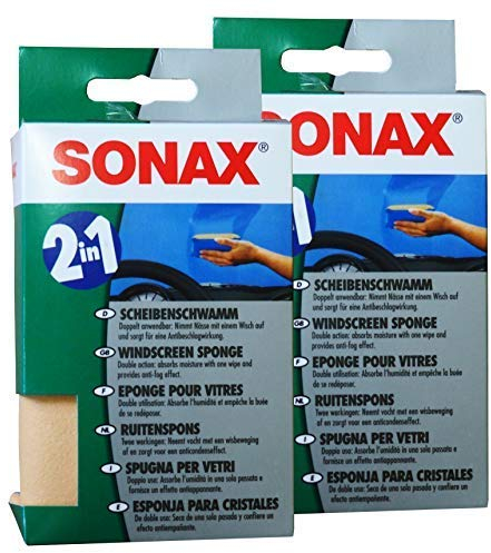 Preisjubel 2 x SONAX Scheibenschwamm 2in1, Anti-Beschlag, Fenster-Schwamm, Glas-Reinigung