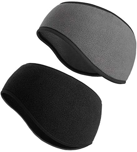 SAVITA 2 Stück Stirnbänder Winter Ohrenwärmer Dehnbar Stirnband Sport Ohrenschützer Thermal Headband für Damen,Herren, Mädchen (2 Farben) (Schwarz/Grau)
