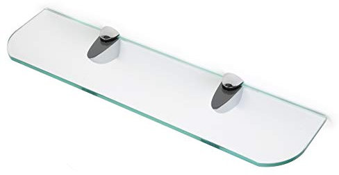 Étagère en verre trempé de 6 mm d'épaisseur avec coins incurvés et grande étagère finition chromée, prend en charge 600 mm environ et 500 mm (500 mm x 100 mm, 1 étagère)