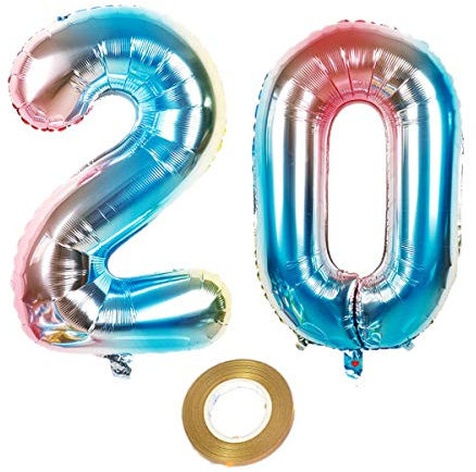 40 Zoll luftballons zahl 20 Regenbogen Mädchen 20. geburtstagsdeko Mädchen Nummer 20 Helium Zahlenballon 20 folienballon 20 XXL ballon 20 jahre Geburtstag Dekoration Mädchen 20 geburtstag deko (20)