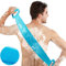 Inmorven Scrubber per la schiena per doccia Spazzola per il corpo in silicone 30 pollici / 76 cm Scrubber esfoliante per il corpo extra lungo con manico per uomini e donne.(Blu)