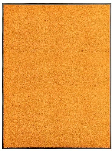 vidaXL Fußmatte Waschbar Schmutzfangmatte Türmatte Fußabtreter Schmutzmatte Schmutzfangläufer Sauberlaufmatte Innen Außen Orange 90x120cm