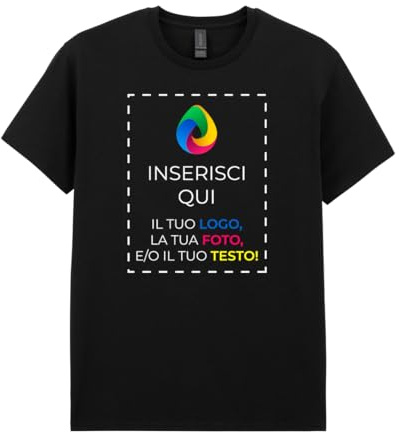 Teetaly Maglietta Personalizzata con Foto o Scritta - T-Shirt Uomo in Cotone Organico, Idea Regalo (Nero, L)