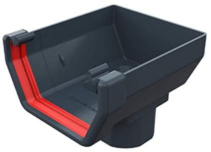 Anthracite Grey Square Gutter Stop End Outlet, Freeflow 114mm Rain Water Systems