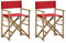 vidaXL 2X Regiestuhl Klappbar Gartenstuhl Klappstuhl Gartensessel Stuhl Sessel Faltstuhl Campingstuhl Terrassenstuhl Balkonstuhl Rot Bambus Stoff