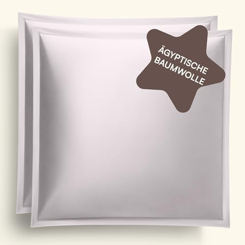 Amqua Mako Satin Kissenbezug 2er Set Kissenbezüge 70x90 cm, 100% ägyptische Baumwolle (Zertifiziert), rosa/Blush/Altrosa