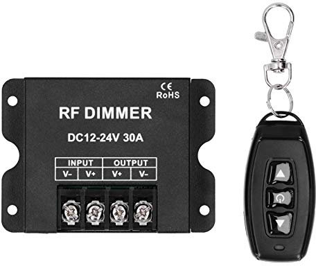 LED Dimmer DC 12-24V 30A, 3 Keys LED Dimmer Controller, Remote Control Dimmer, Cordless Remote Control, Large Power, for MR16 LED Spotlights, LED Strip Lights, LED Recessed Lights