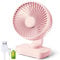 Panlom USB Desk Fan 5.4 Inch 4 Speeds Cooling Quiet Operation 90° Variable Tilt Wireless Small Rechargeable Table Fan Perfect for Bedroom Office (Pink)