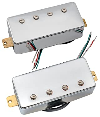 Artec MVBA4 Alnico 5 Covered Humbucker Tonabnehmer Hals Steg Pickups Set für LP oder EPI Style 4-Saiter E-Bass, Chrom