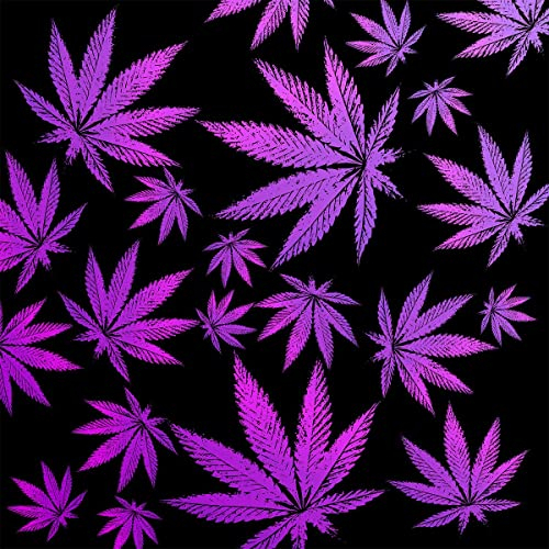 Loussiesd Marihuana Weed Polsterstoff,Meterware,Lila Cannabis blätter,Outdoor Stoff,Meterware,Hippie Botanisches Blatt Dekorationsstoff für Polster und Heimwerkerprojekte,92x160cm,Lila Schwarz