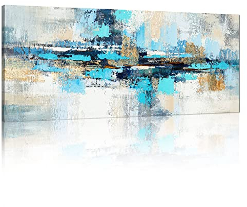 FajerminArt Mit Rahmen Großes Leinwandbilder Bilder 120x50cm Abstrakt Blau grau bild auf leinwand Wandkunst Modern Wandbilder XXL Kunstdruck Deko für Wohnzimmer Schlafzimmer fertig zum Aufhängen