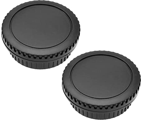 EMSea 4-teilige Kamera Körper Abdeckung Hintere Objektiv Abdeckung Ersatz Kompatibel mit Canon Mount Kamera Körper Kappe Ersatz Hintere Objektiv Kappe Schwarz