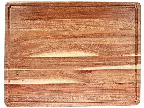 Tabla de cortar de madera para cocina, tabla de cortar grande de 24 x 18 pulgadas con ranura de jugo y mango lateral, tabla de cortar, bloque de carnicero, tabla de embutidos grande