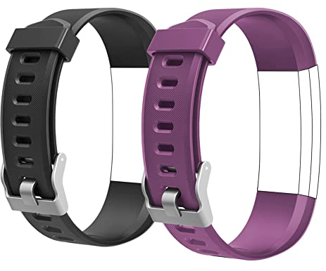 WELTENT ID115Plus HR Fitness-Tracker-Uhrenarmband, verstellbares TPU-Armband in Schwarz, Blau, Lila, für Poiuzet, Octandra, Kummel, Stiive (2 Packungen)