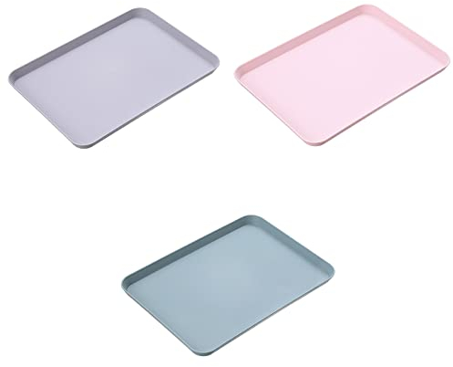 3 bandejas rectangulares nórdicas de plástico, bandeja de almacenamiento para el hogar, cocina, frutas, postres, pequeñas
