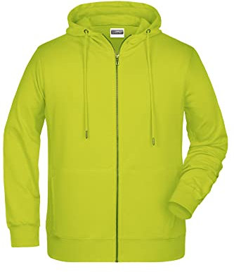 James & Nicholson Herren Hoody Sweatjacke - Sportliche Sweatjacke aus Bio-Baumwolle | Farbe: acid-yellow | Grösse: 4XL