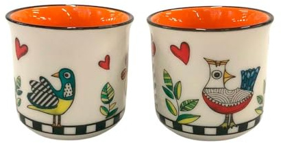 Egan Tazzine da caffè Collezione Cocoricò. Oggetto Realizzato in Porcellana di Colore Arancione.