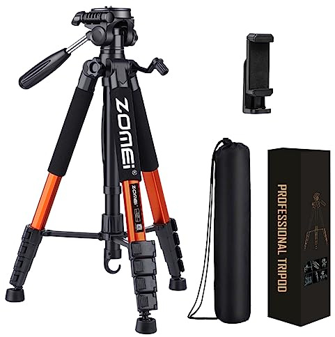 Stativ-Kamerastative, 188 cm, robust, hoher Kameraständer, Stativ mit Handyhalterung, kompatibel mit DSLR-Kameras, Handys, Projektor, Webcam, Spektive (orange)