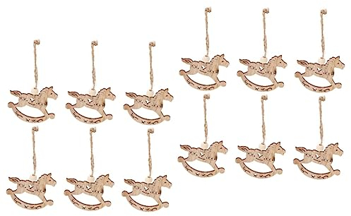 EXCEART 12 Stk Schaukelpferd Ornament Schneemann-ornamente Aus Holz Weihnachtsbaumanhänger Zum Aufhängen Elchschmuck Aus Holz Schaukelpferd Scheiben Aus Holz Aushöhlen Hölzern