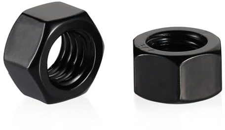 Tuercas hexagonales de 1/2-13 pulgadas, tuerca hexagonal de acero inoxidable 304, acabado de óxido negro, cantidad 25