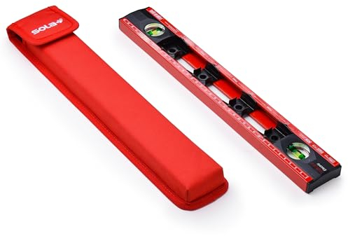 Sola Elektriker Wasserwaage 41 cm mit Steckdosen Schablone | Hochpräzise Aluminium Wasserwaage mit Markierungshilfe für Hohlwanddose im 71-mm-Normabstand | mit Schutztasche | von Wfix
