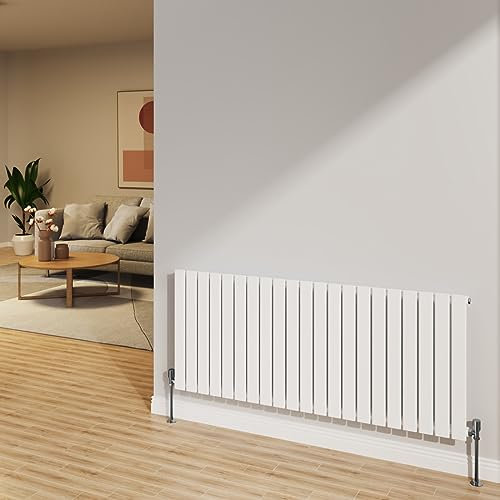 NRG 600x1428mm Gloss White Radiator Horizontal Flat Panel Bathroom Designer Single Rad Central Heating