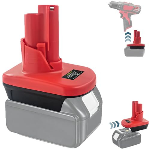 M12 Battery Adapter Converter for Makita 18V Battery to Milwaukee 12V Tool Adapter, Replacement for Milwaukee M12 Battery 48-11-2410 48-11-2411 48-11-2420 48-11-2440 Compatible with Milwaukee