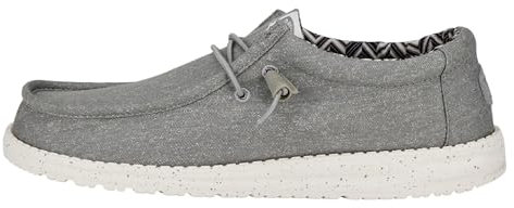 HEYDUDE Wally Canvas Herren - Slip on Schuhe - Mokassin Stil, Light Grey, 48