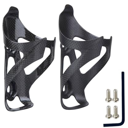 Joxvizx Bike Water Bottle Holder, 2 Pack Full Carbon Fiber Bicycle Drink Water Bottle Cages Brackets for Mountain Bike MTB Road Bike, Bike Accessories, Ultra Light, Gloss Black