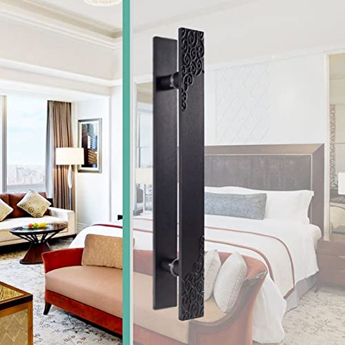 Schiebetürgriff für Scheunentür, Schwarze Push-Pull-Türgriffe, Innen- und Außenbereich, Schiebetür für Scheunentür, Hoteldusche, Vordertürgriff mit Spülung (Größe: 40 cm Länge | 25 cm) (schwarz 60 cm
