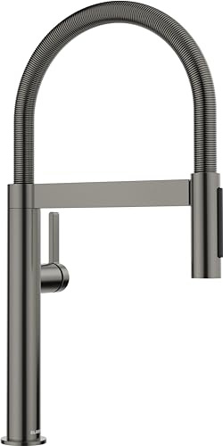 BLANCO CULINA-S II Mini | Kitchen Mixer tap in Satin Dark Steel | High-Pressure | with Pull-Out Hose | Switch from Clear Stream to Spray Jet | Assured Water Quality & Water-Saving | [8.1x24x44.8 cm]